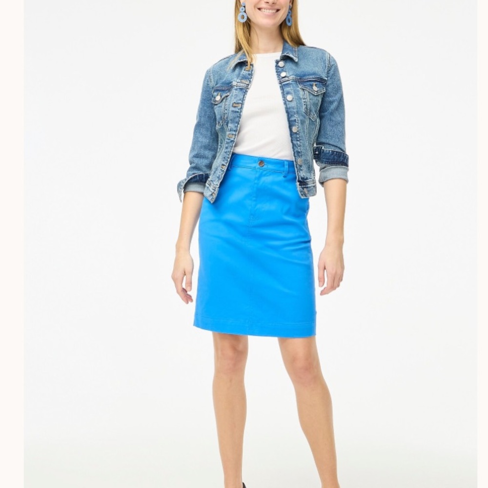 J.Crew Factory Chino Midi Skirt Blue Size 12